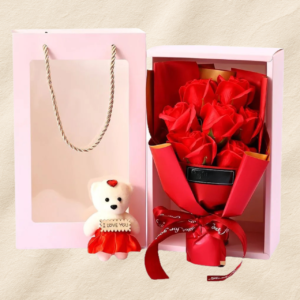 Luxury Artificial Red Rose Bouquet Gift Set with Teddy